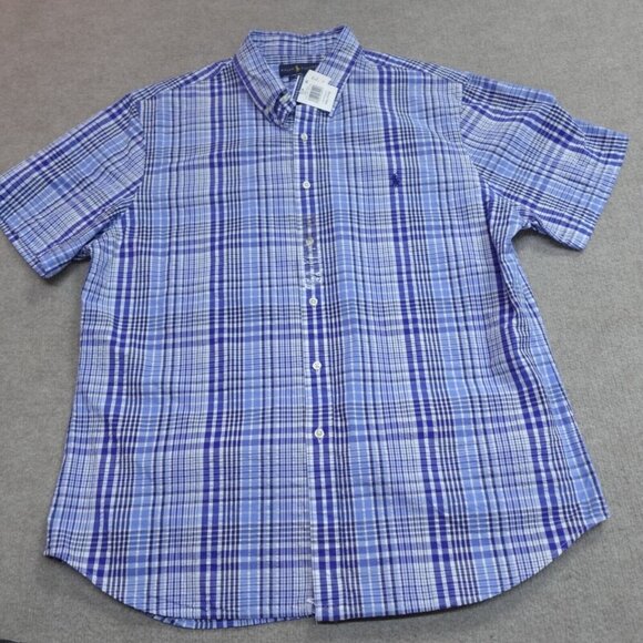 Polo Ralph Lauren Mens Shirt 2XL Blue Seersucker Slim NEW - Picture 1 of 9